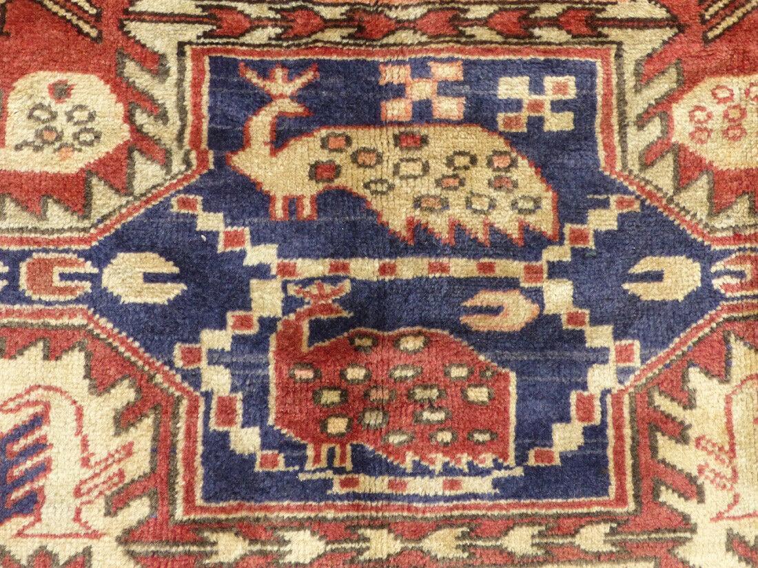Geometric Meshkin Persian Vintage Runner Rug Handmade Wool Carpet - 4'0"x 10'4"