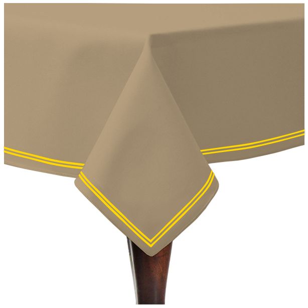 Double Embroidery Border Sateen Cotton Solid Table Cloth - Taupe