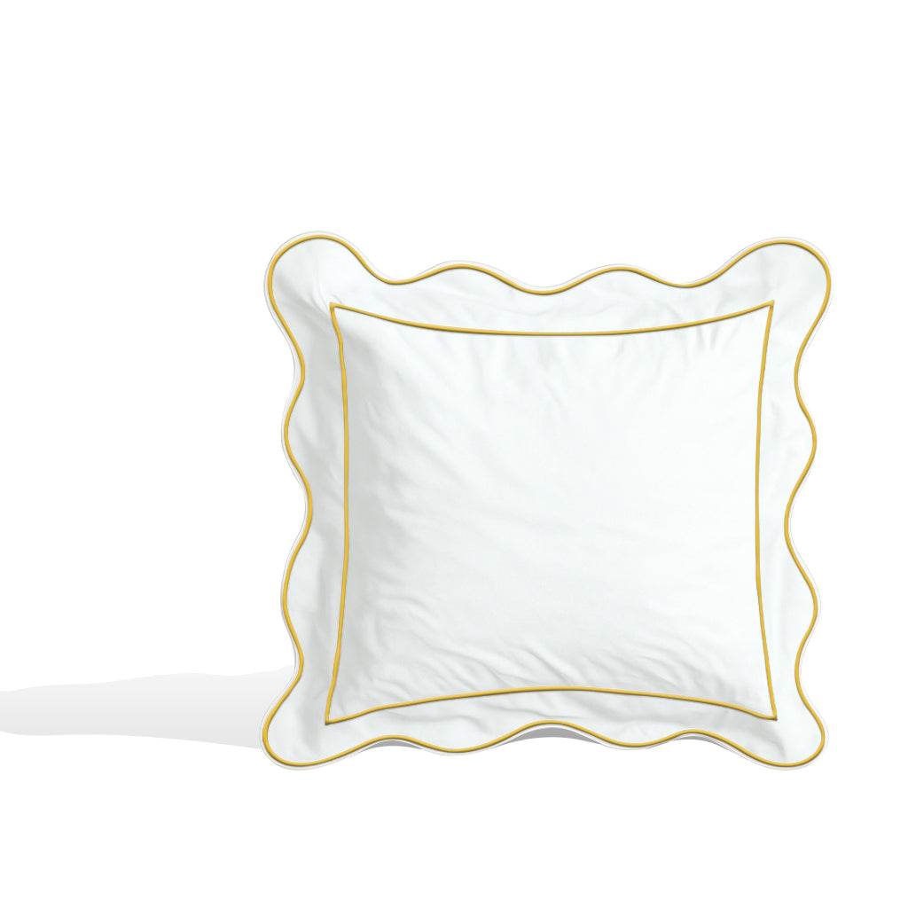 Monogram 400TC Cotton Scallop Embroidery & Border Sateen Solid Euro Sham