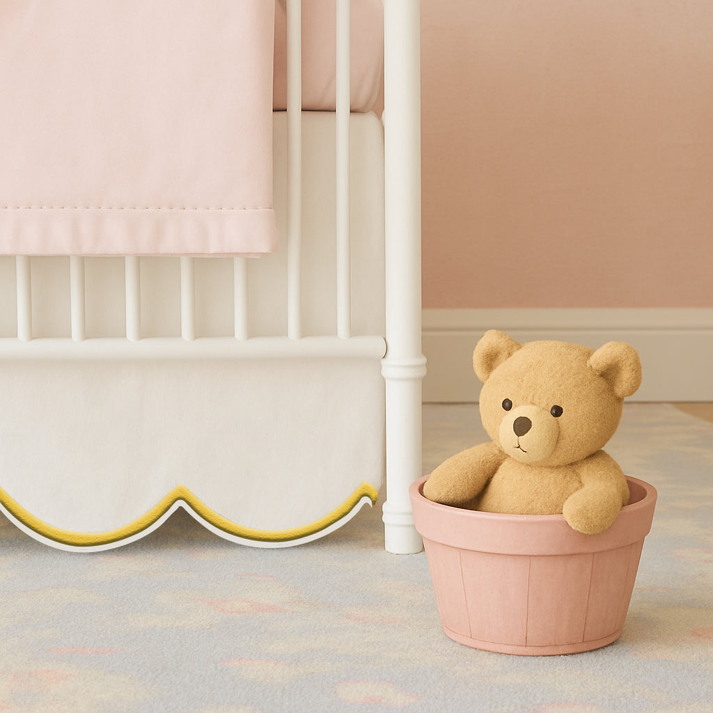 Scallop Embroidery Cotton Crib Skirt