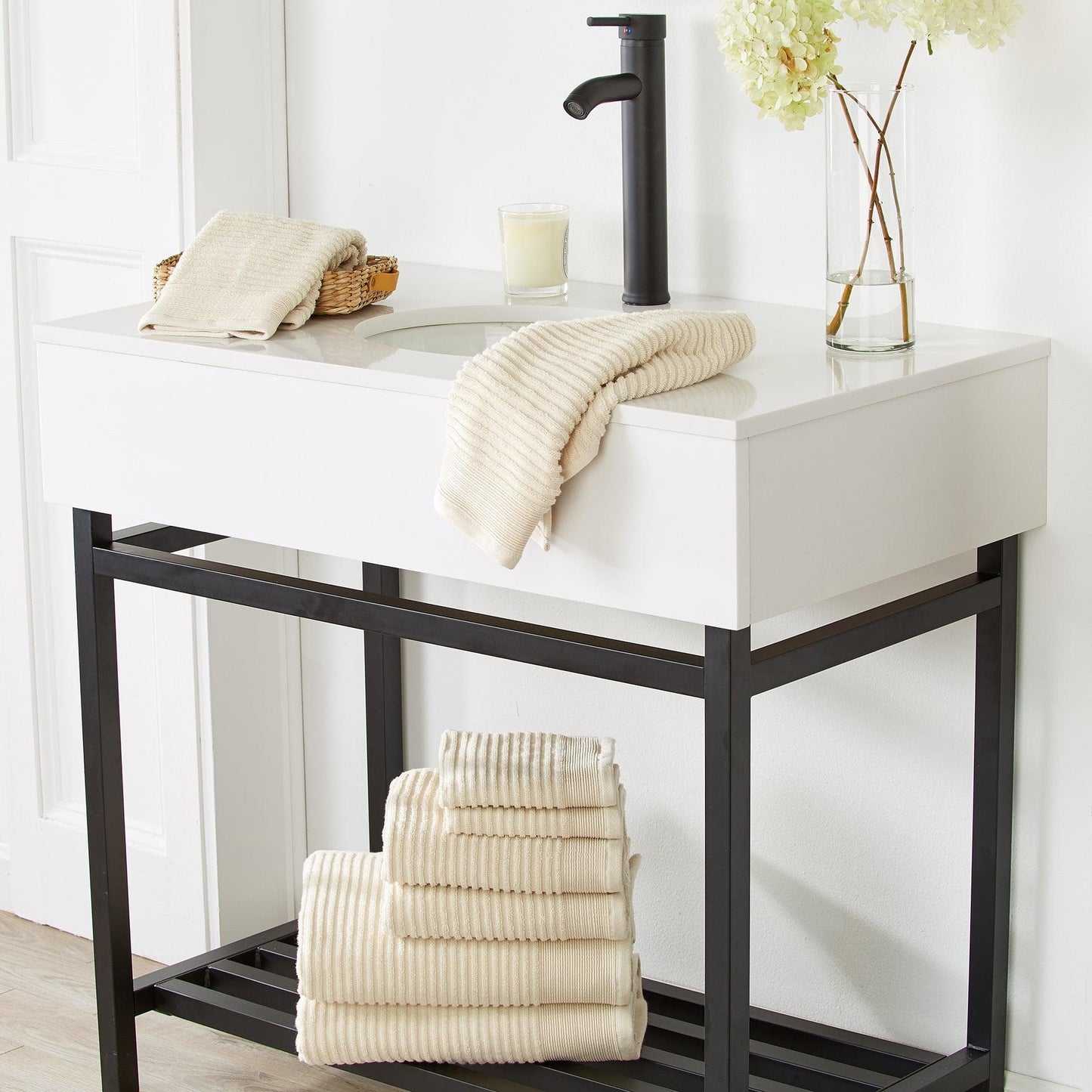 4 Pack Ribbed Hand Towels - Rori Collection