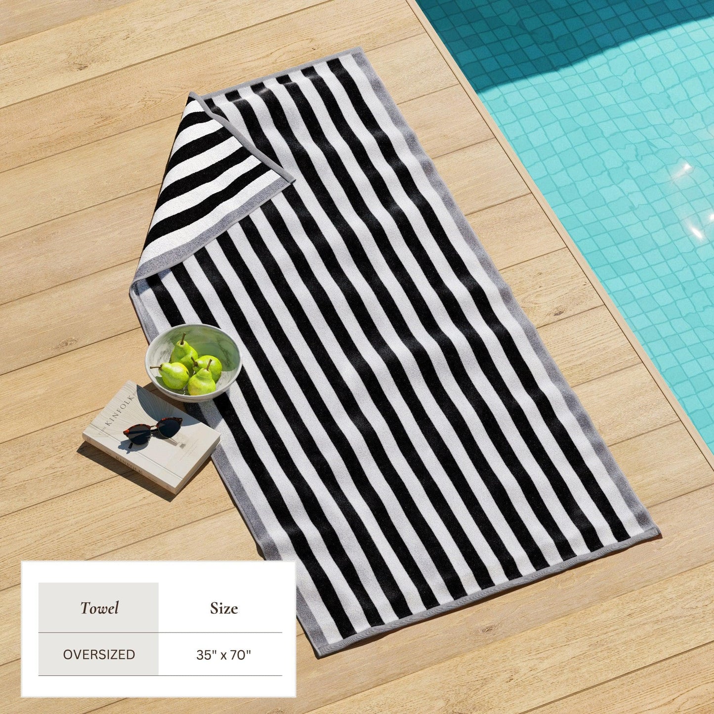 Oversized Striped Border Cabana Beach Towel - Santa Cruz