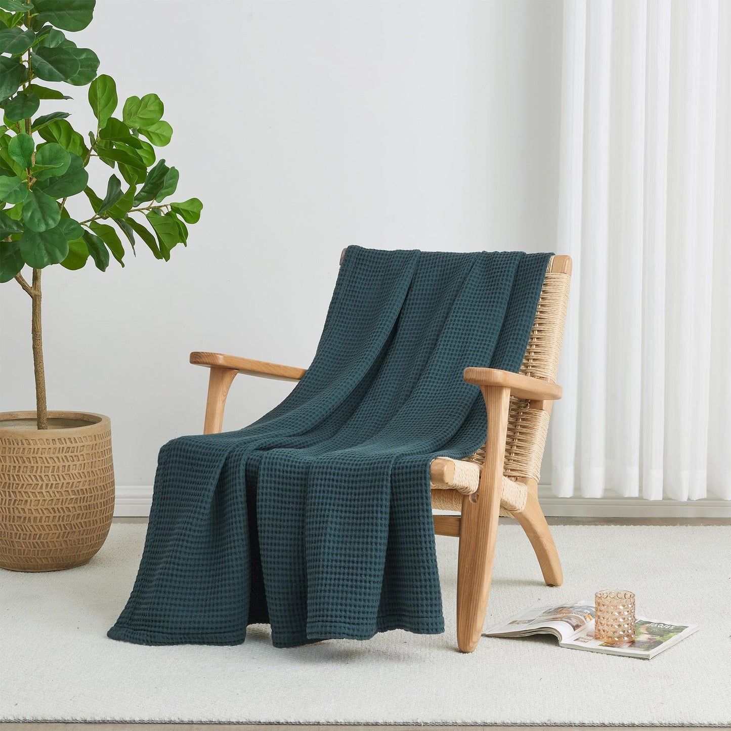 100% Cotton Waffle Weave Blanket - Mikala Collection