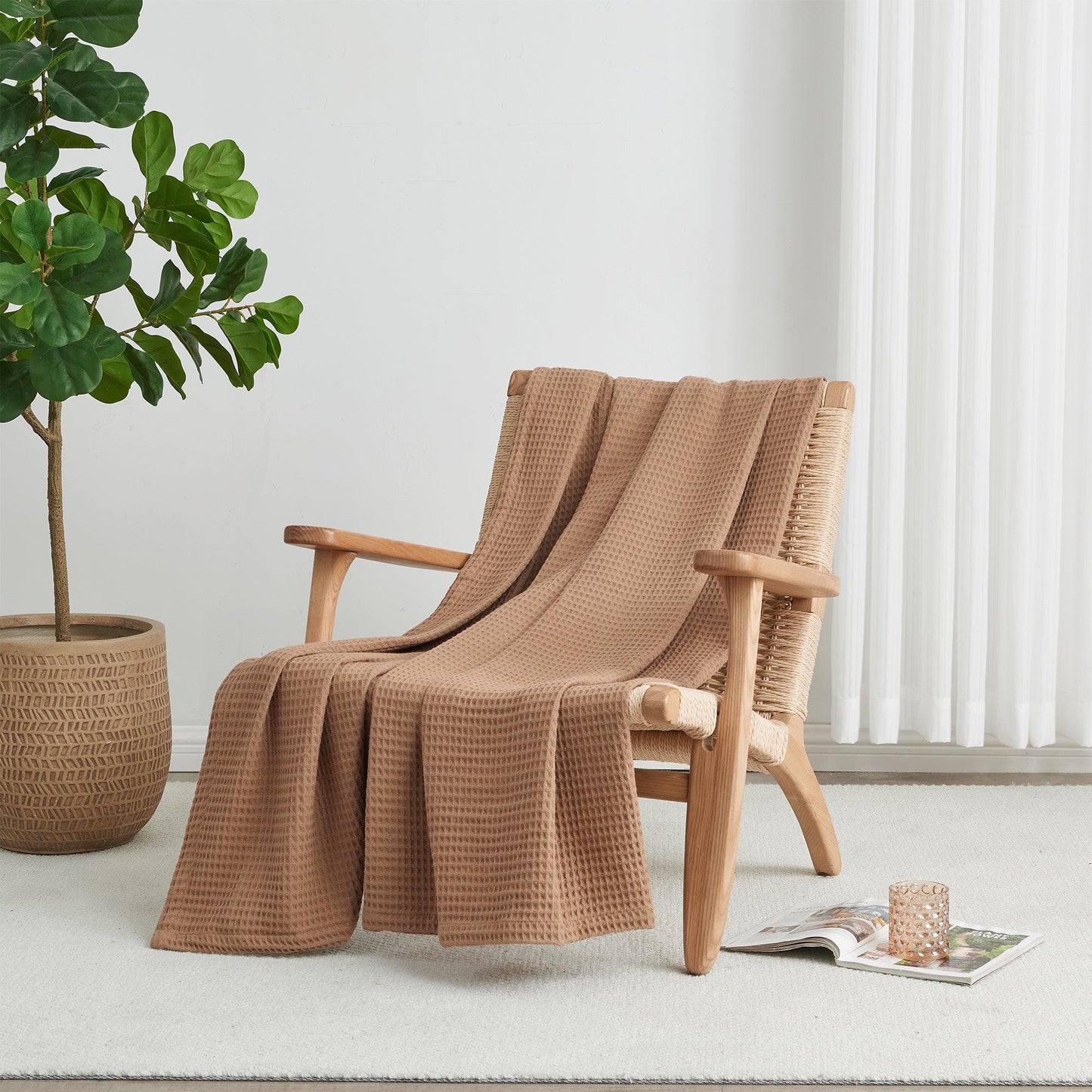 100% Cotton Waffle Weave Blanket - Mikala Collection