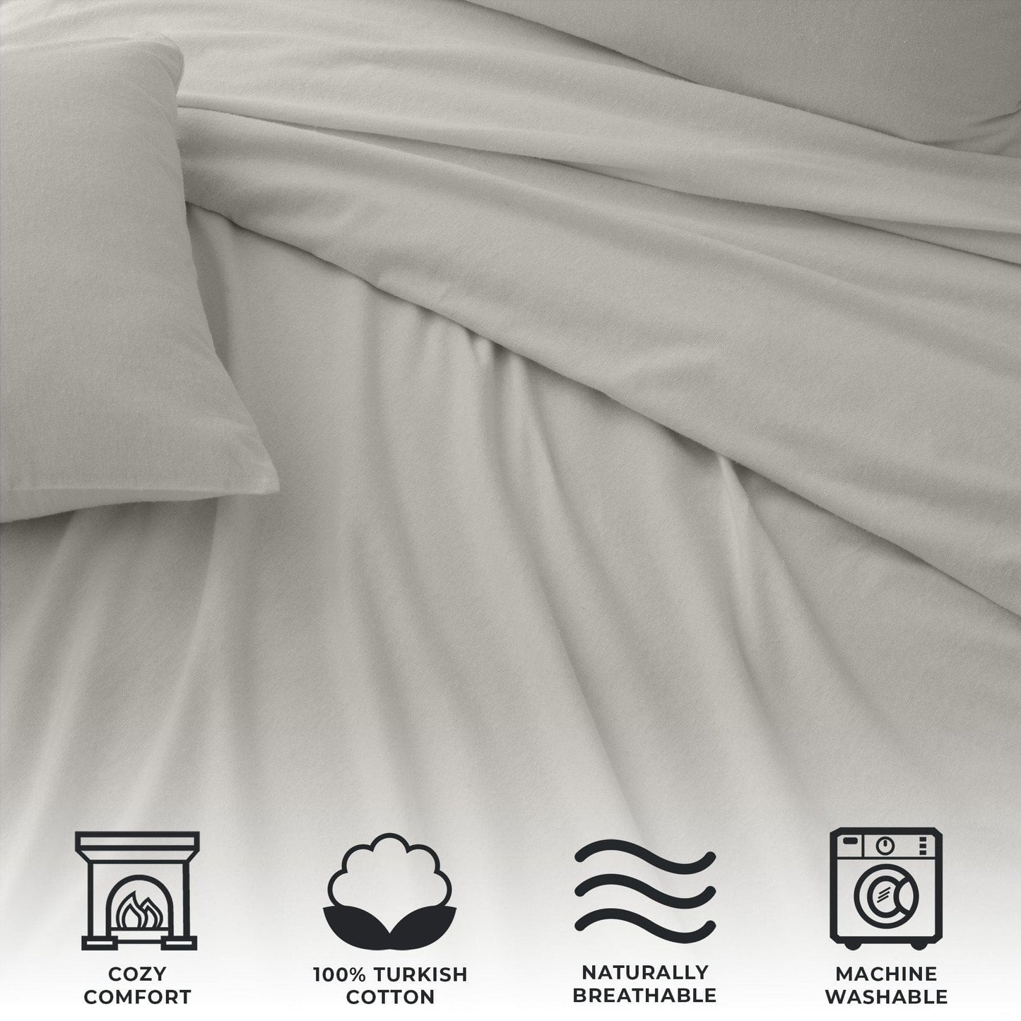 4-Piece Cotton Solid Flannel Sheet - Nordic Collection