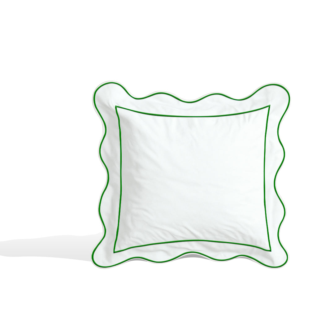 Monogram 400TC Cotton Scallop Embroidery & Border Sateen Solid Euro Sham