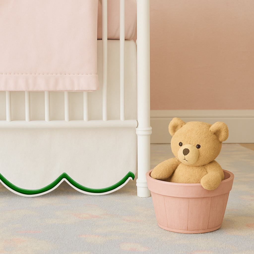 Scallop Embroidery Cotton Crib Skirt