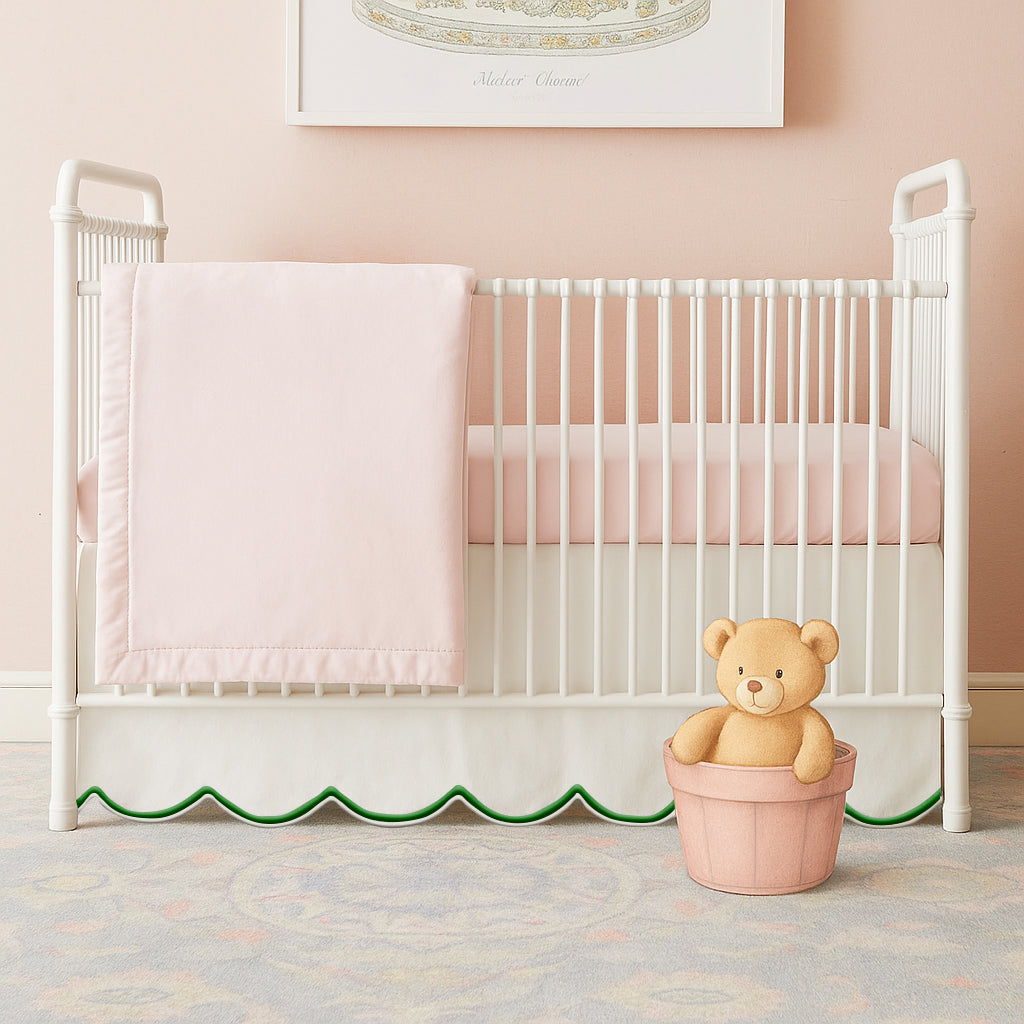 Scallop Embroidery Cotton Crib Skirt