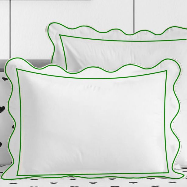 400TC Cotton Scallop Embroidery & Border Sateen Solid Duvet Cover Set