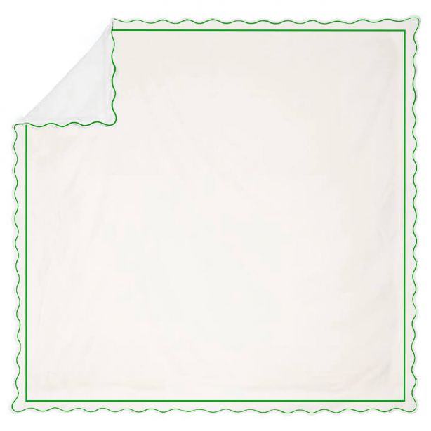 400TC Cotton Scallop Embroidery & Border Sateen Solid Duvet Cover Set