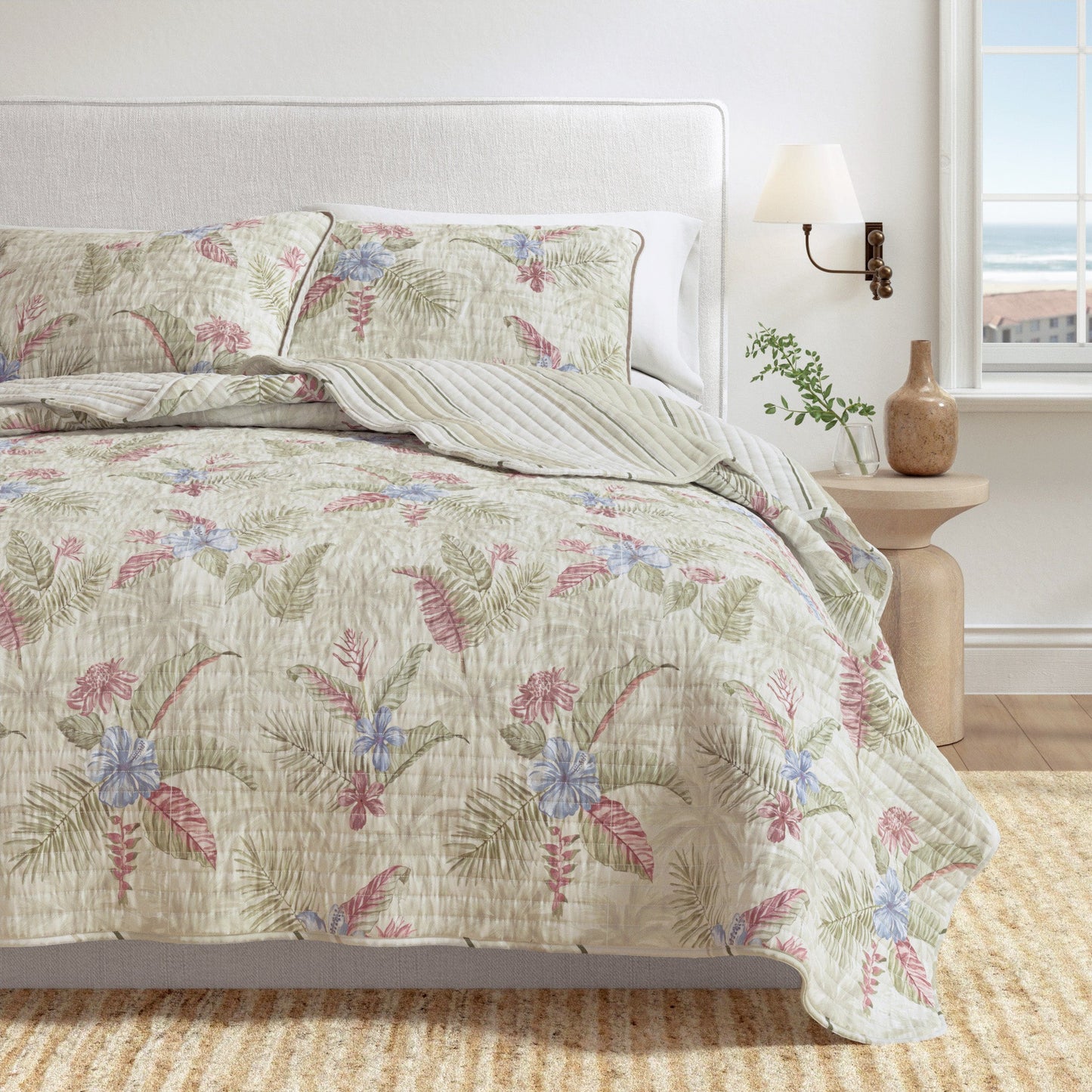 Floral Printed Cotton Quilt Set - Mendocino Collection