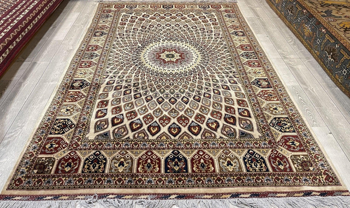 Handmade Afghani Gumbad Dome Area Rug 7x10 ft