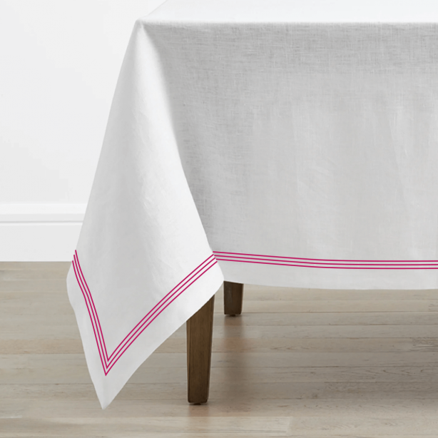 Triple Embroidery Border Linen Table Cloth