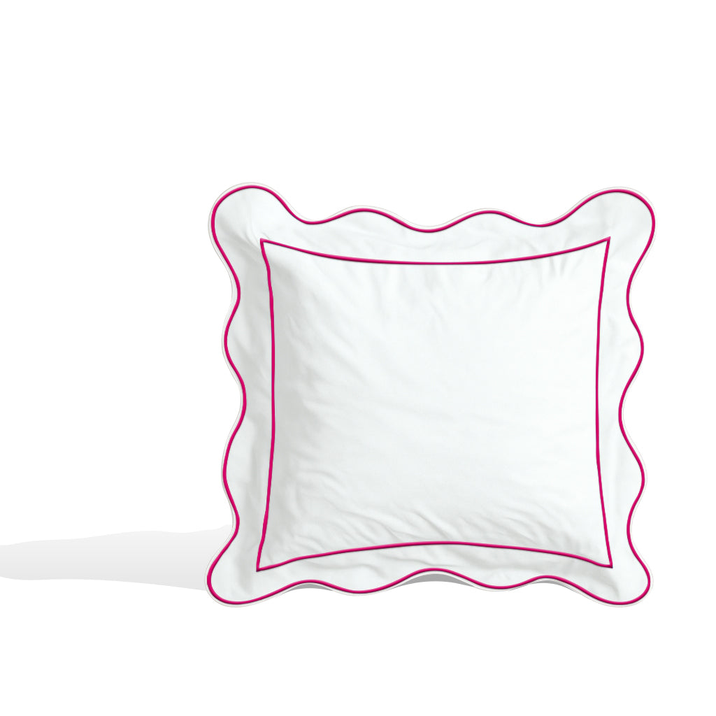 Monogram 400TC Cotton Scallop Embroidery & Border Sateen Solid Euro Sham