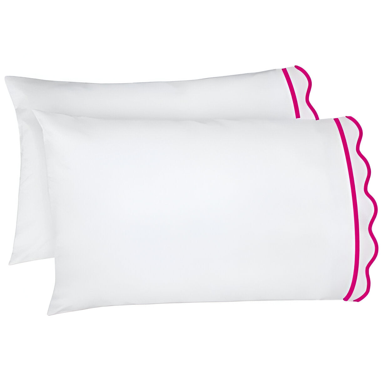 400TC Cotton Scallop Embroidery & Border Sateen Solid Pillowcases (Set Of 2)