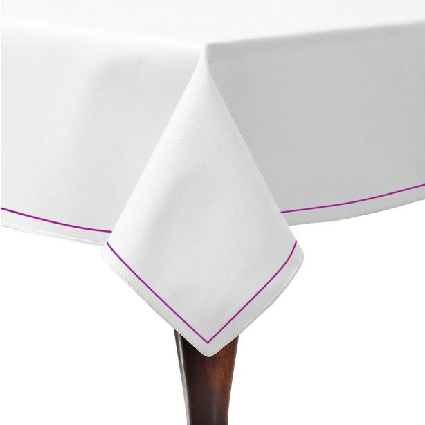 Single Embroidery Border Sateen Poly Cotton Solid Table Cloth