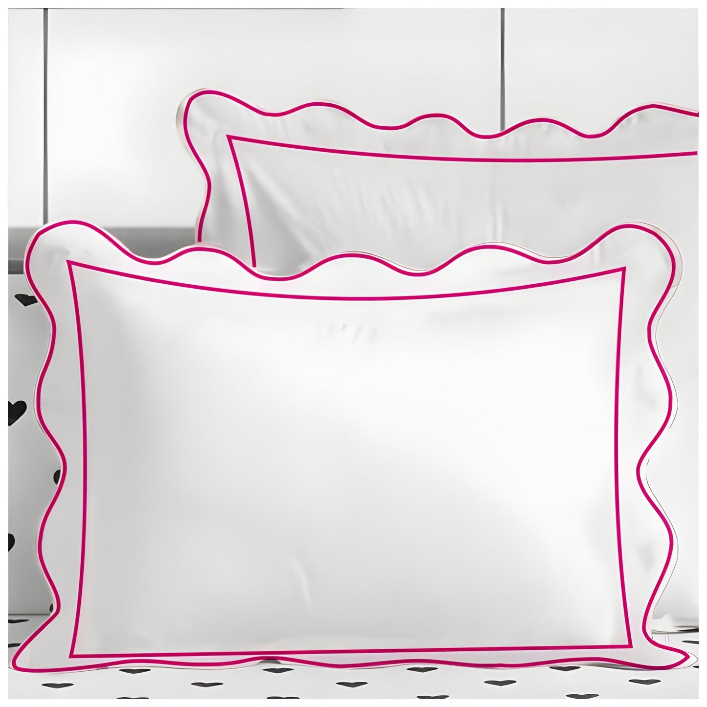 400TC Cotton Scallop Embroidery & Border Sateen Solid Duvet Cover Set