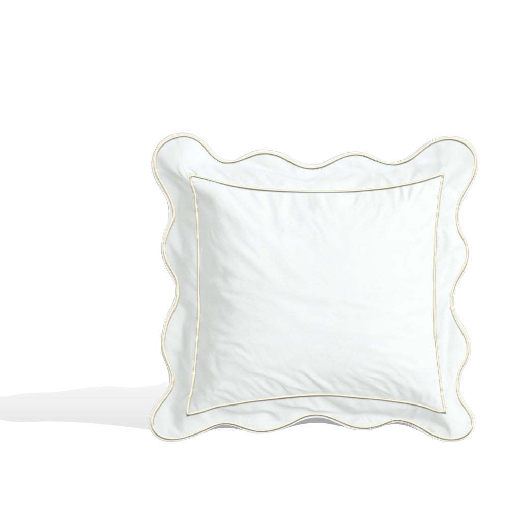 Monogram 400TC Cotton Scallop Embroidery & Border Sateen Solid Euro Sham