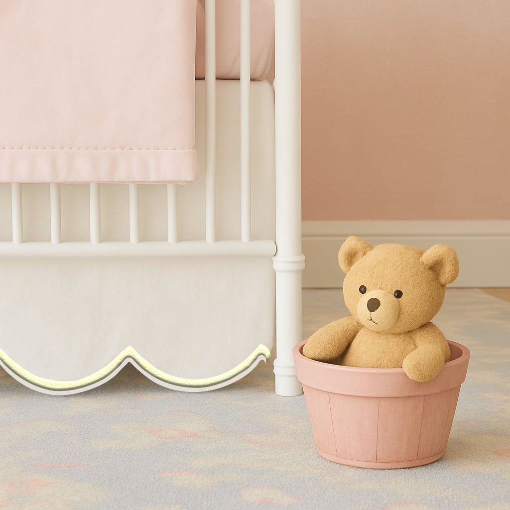 Scallop Embroidery Cotton Crib Skirt