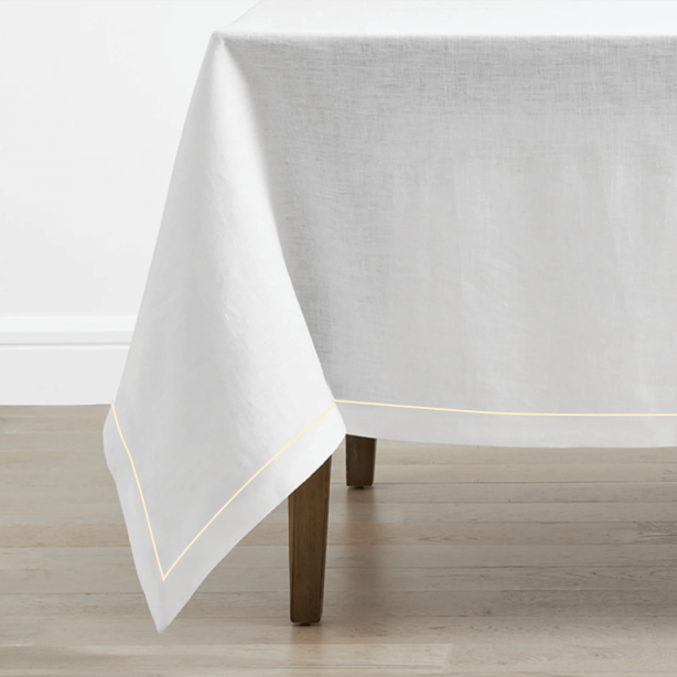 Single Embroidery Border Linen Table Cloth