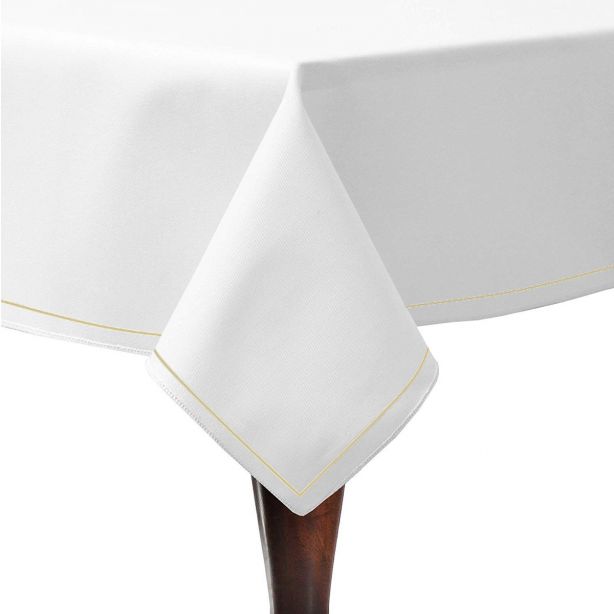 Single Embroidery Border Sateen Cotton Solid Table Cloth