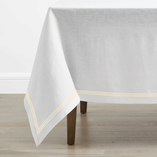 Triple Embroidery Border Linen Table Cloth