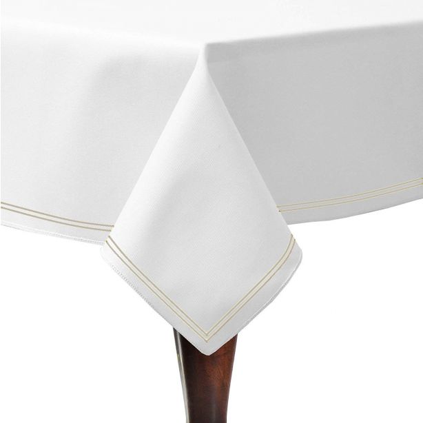 Double Embroidery Border Cotton Sateen Solid Table Cloth