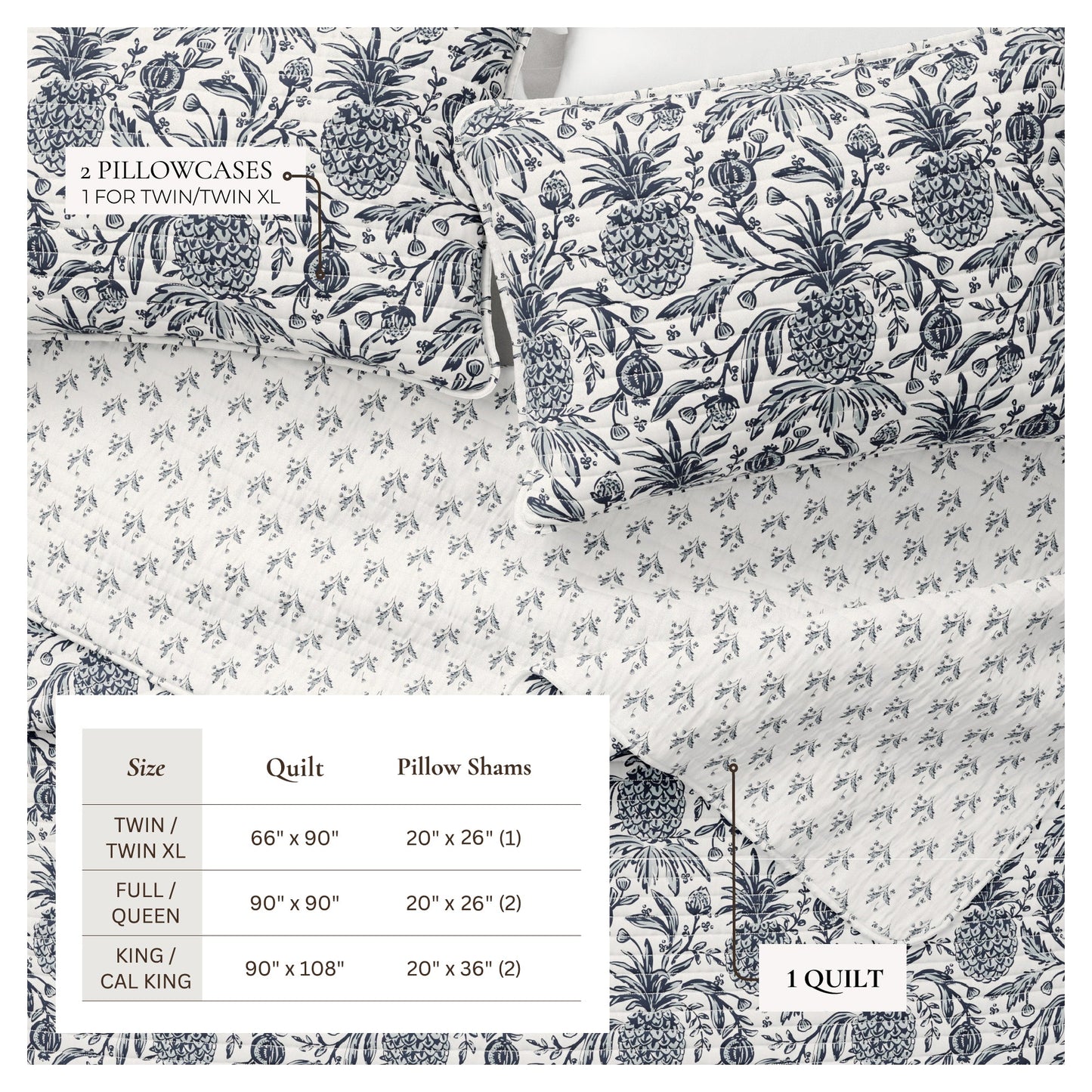 Coastal Printed Cotton Quilt Set - Bernice Collection