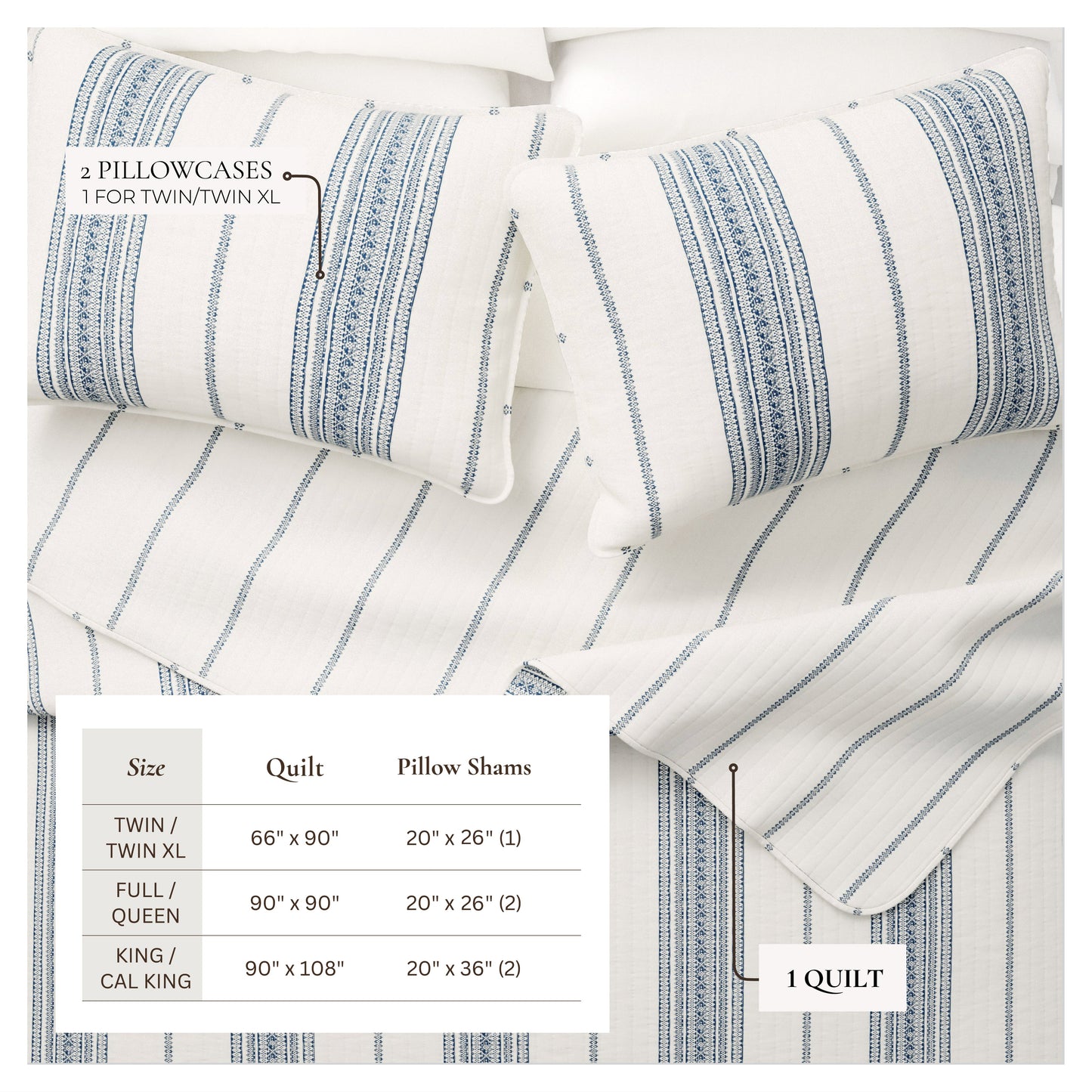 3-Piece Stripe Quilt - Wesley Collection