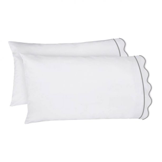 400TC Cotton Scallop Embroidery & Border Sateen Solid Sheet Set