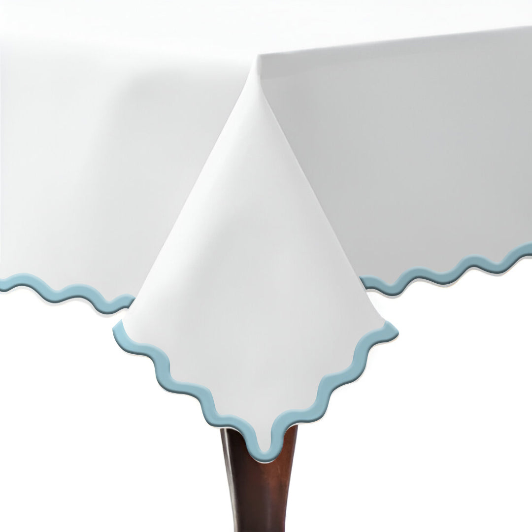 Applique Scalloped Embroidery Cotton Table Cloth