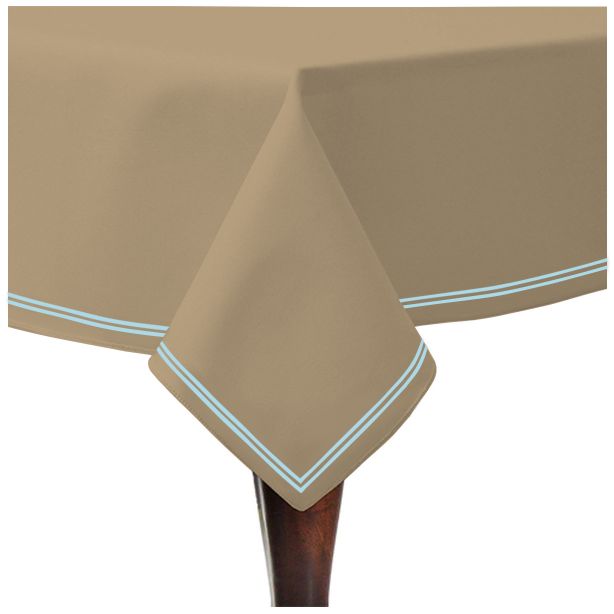 Double Embroidery Border Sateen Cotton Solid Table Cloth - Taupe