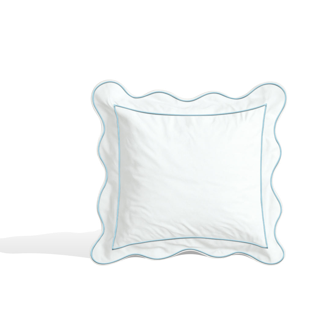 Monogram 400TC Cotton Scallop Embroidery & Border Sateen Solid Euro Sham