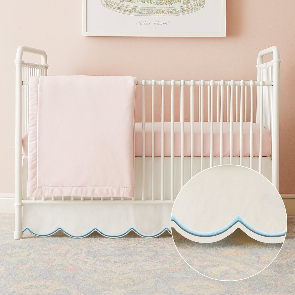 Scallop Embroidery Cotton Crib Skirt