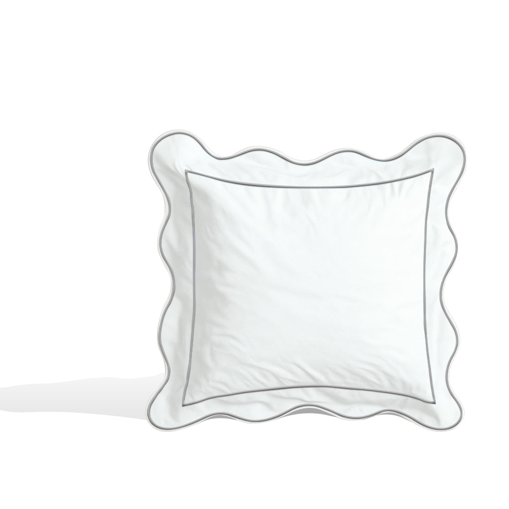 Monogram 400TC Cotton Scallop Embroidery & Border Sateen Solid Euro Sham