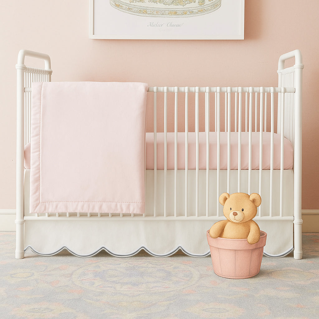 Scallop Embroidery Cotton Crib Skirt