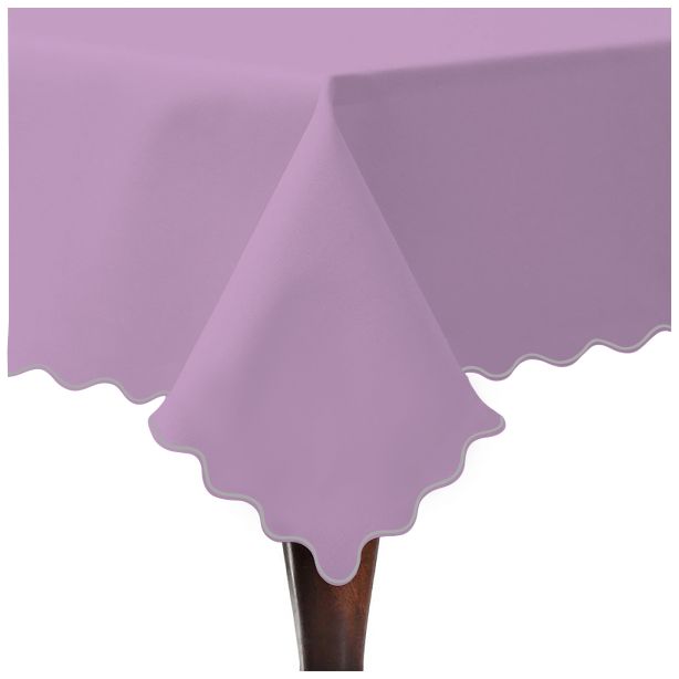 Scallop Embroidery Sateen Cotton Solid Table Cloth - Lilac