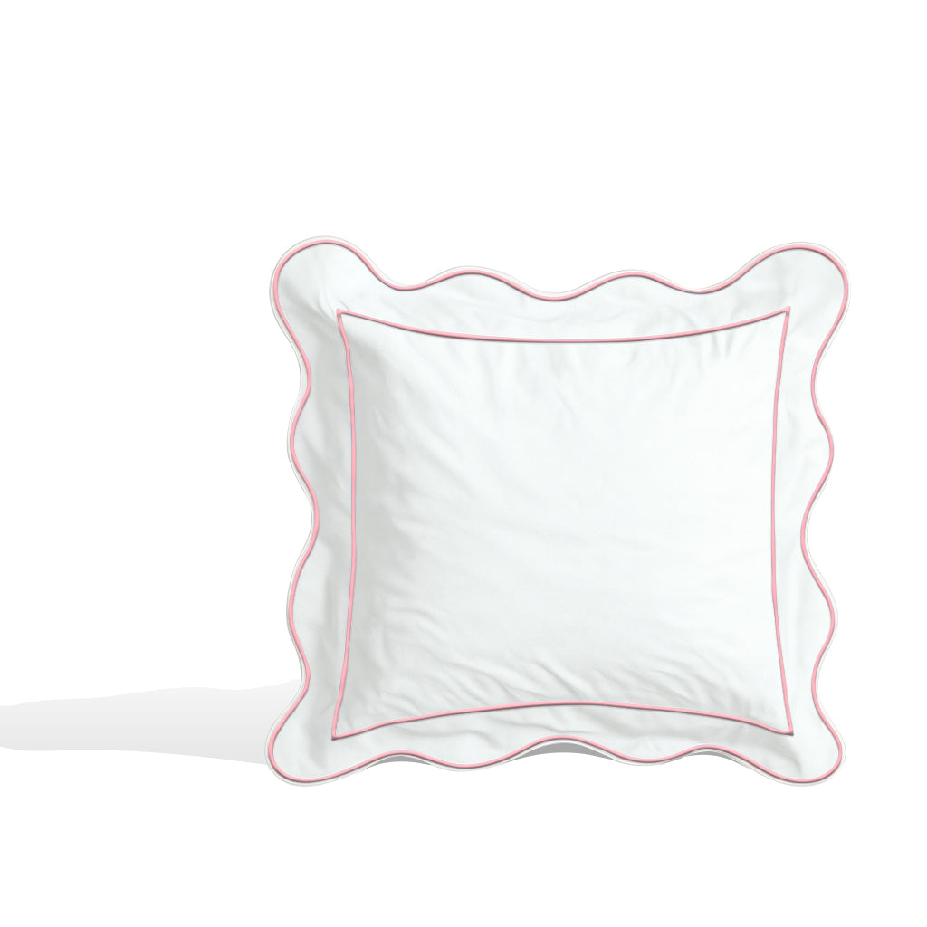 Monogram 400TC Cotton Scallop Embroidery & Border Sateen Solid Euro Sham