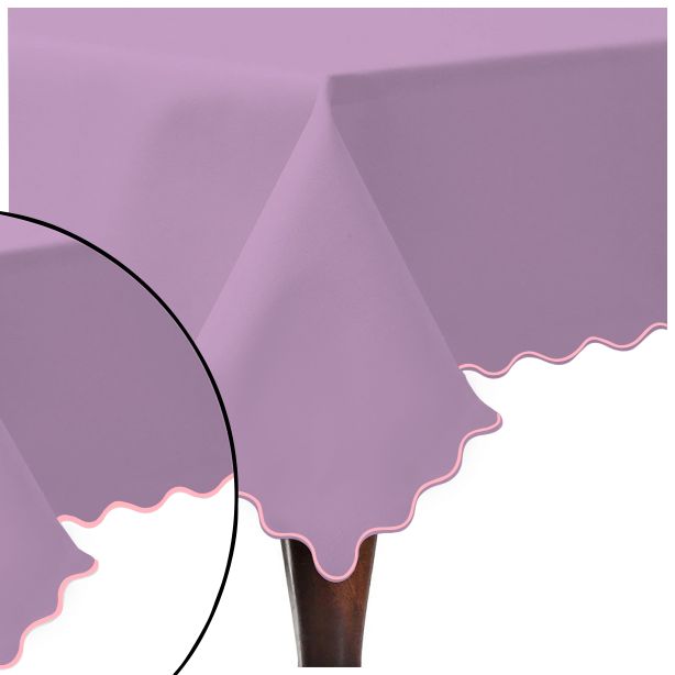 Scallop Embroidery Sateen Cotton Solid Table Cloth - Lilac