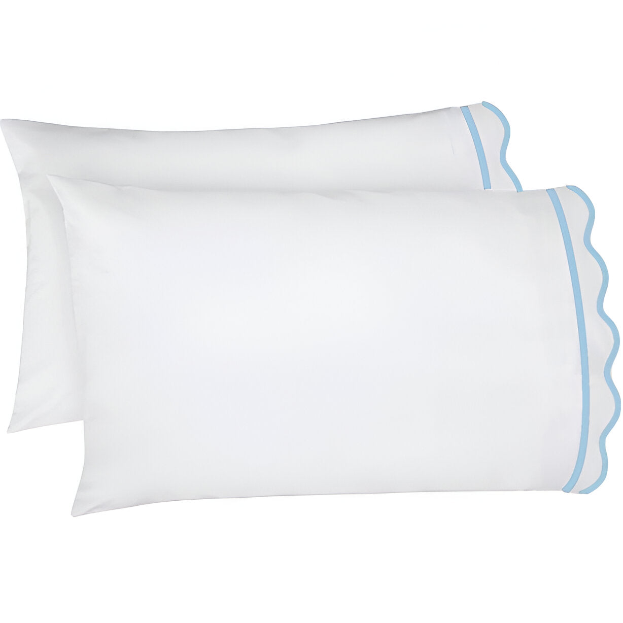 400TC Cotton Scallop Embroidery & Border Sateen Solid Pillowcases (Set Of 2)