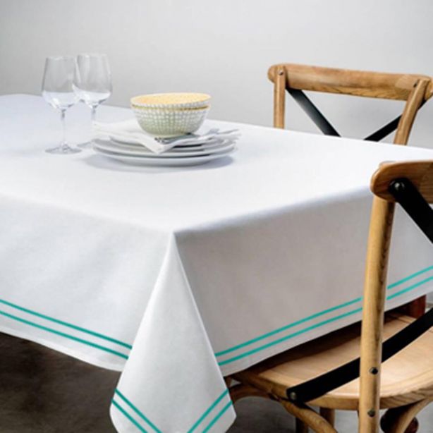 Double Embroidery Border Poly Cotton Sateen Solid Table Cloth