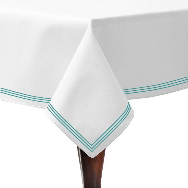 Triple Embroidery Border Sateen Cotton Solid Table Cloth