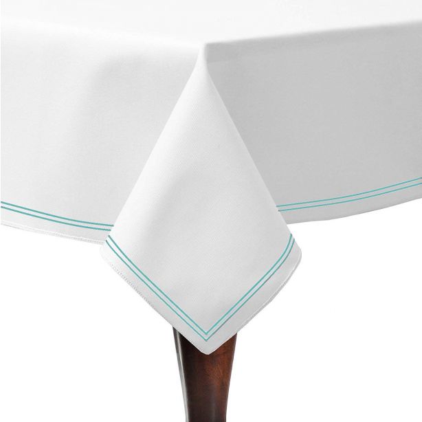 Double Embroidery Border Cotton Sateen Solid Table Cloth
