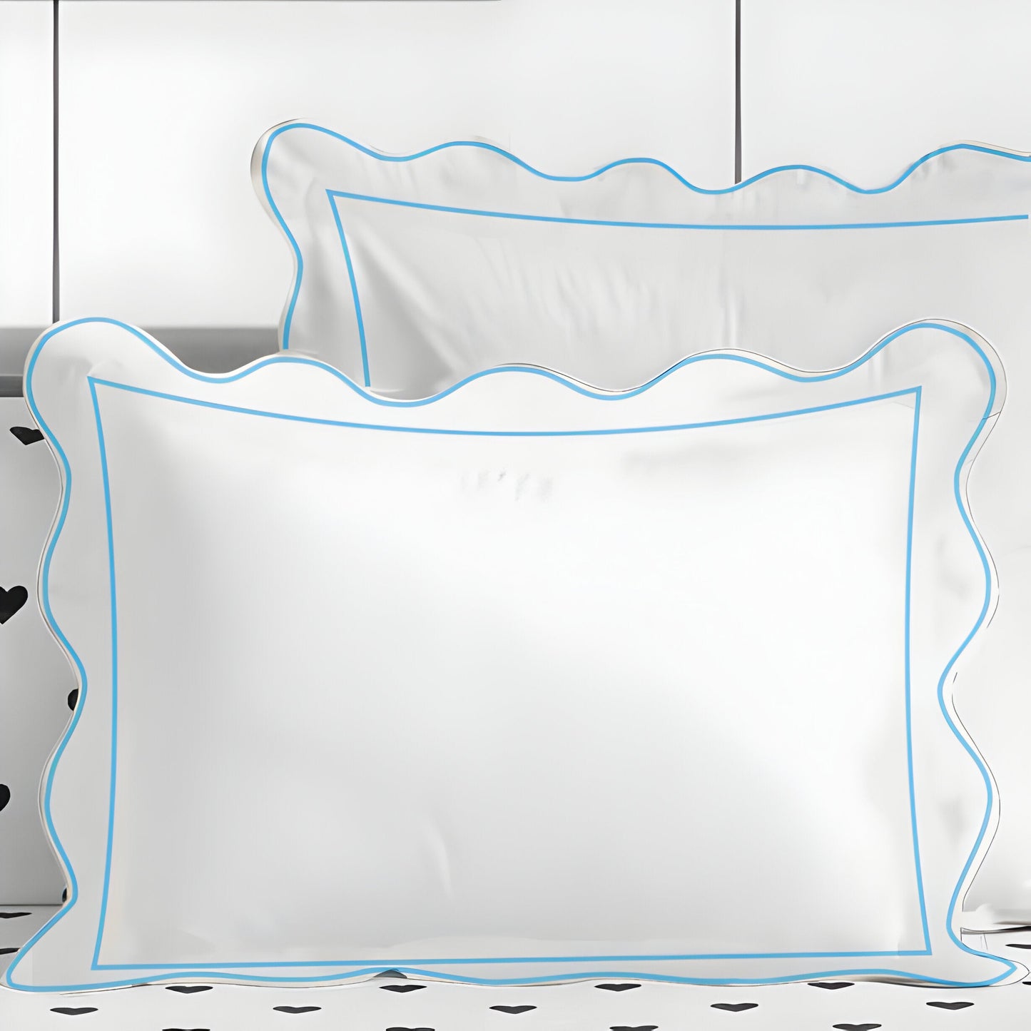 400TC Cotton Scallop Embroidery & Border Sateen Solid Duvet Cover Set