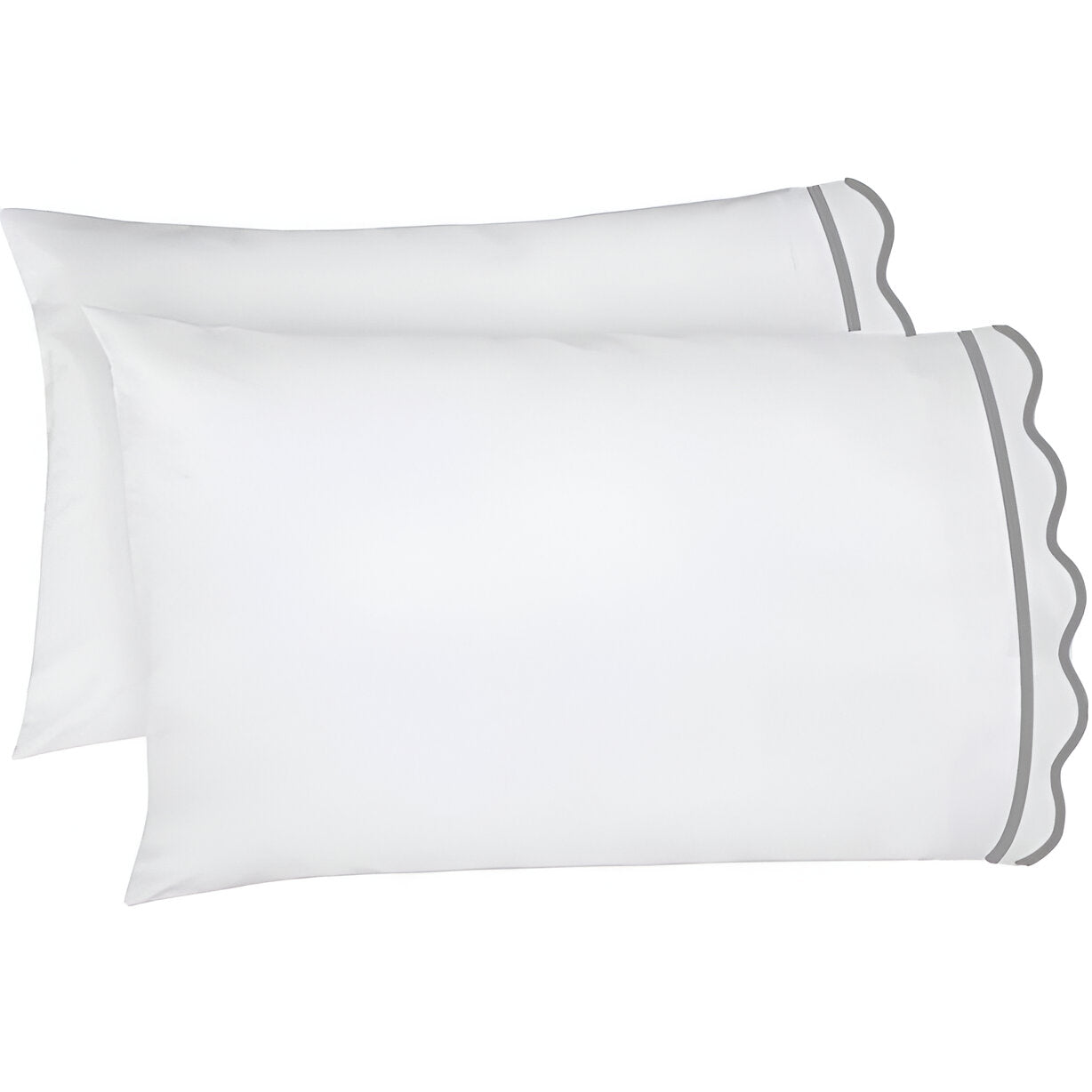400TC Cotton Scallop Embroidery & Border Sateen Solid Pillowcases (Set Of 2)