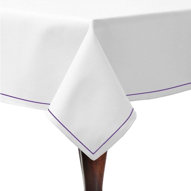 Single Embroidery Border Sateen Poly Cotton Solid Table Cloth