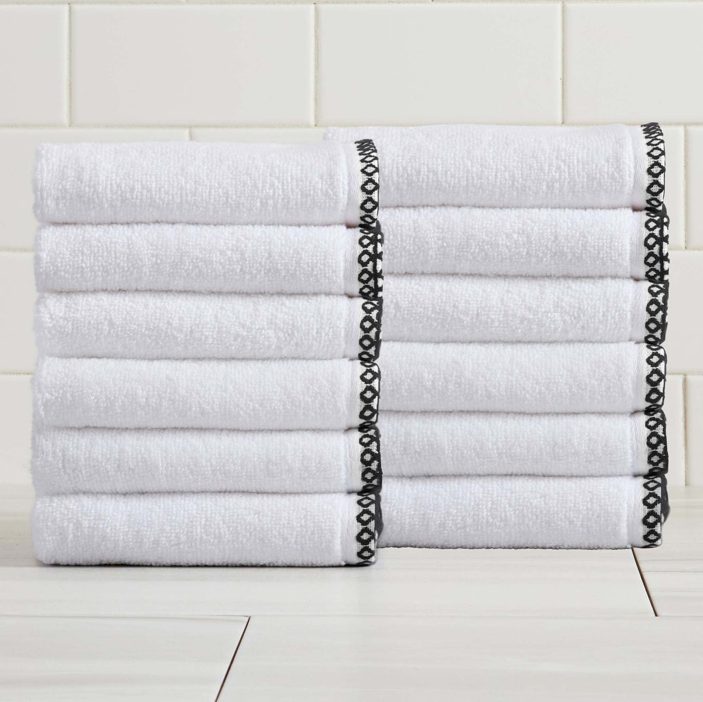 Cotton Border-Stitched 6-Piece Towel Set - Valery Collection