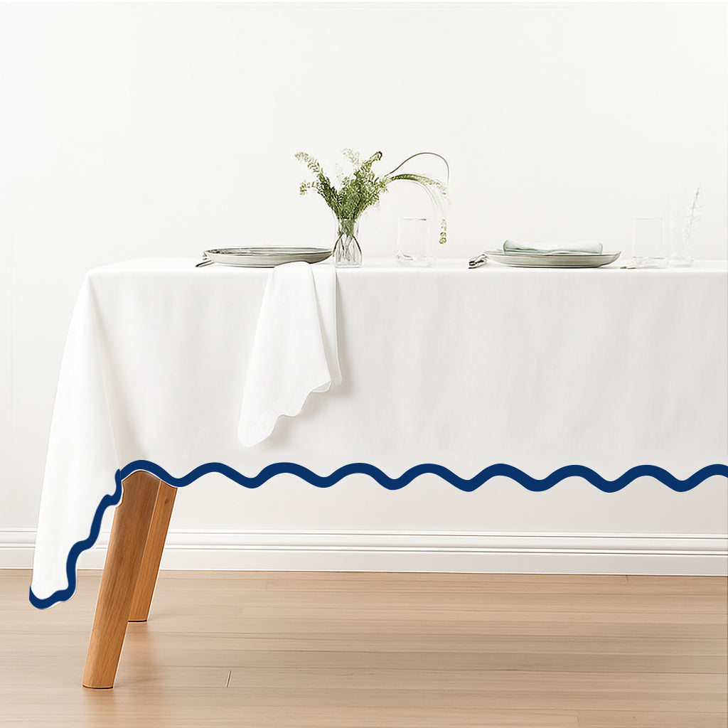 Applique Scalloped Embroidery Cotton Table Cloth