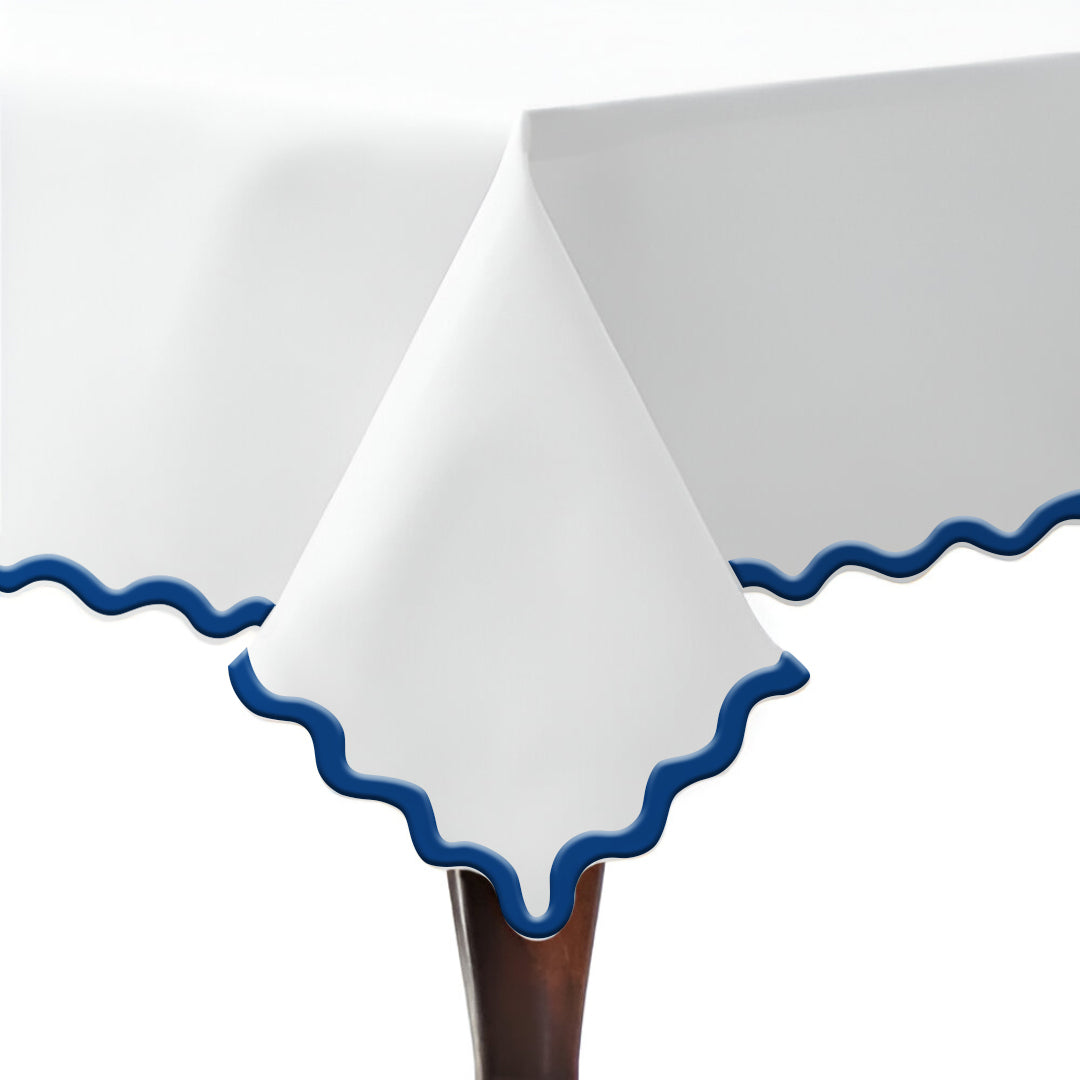 Applique Scalloped Embroidery Cotton Table Cloth