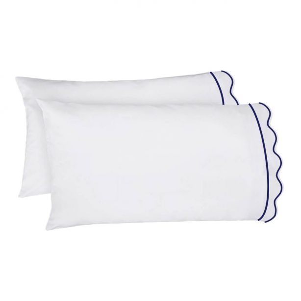 400TC Cotton Scallop Embroidery & Border Sateen Solid Sheet Set